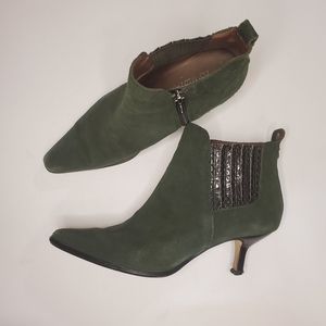 Donald J Pilner Green Suede Booties